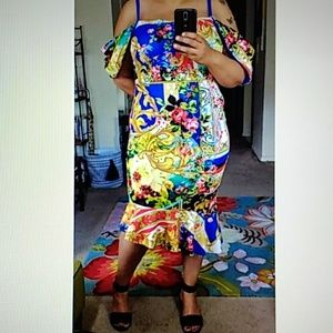 NEW ASOS Curve Scuba Bold Print Midi Dress 16